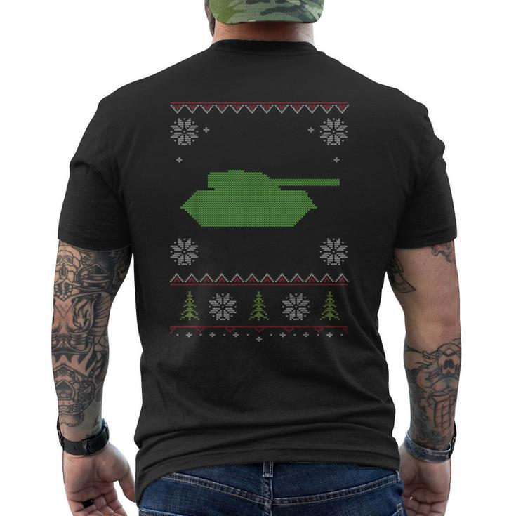 Army Tank Ugly Sweater Christmas Men's T-shirt Back Print