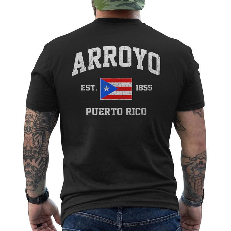 Arroyo Puerto Rico Vintage Boricua Flag Athletic Style Men's T-shirt Back Print