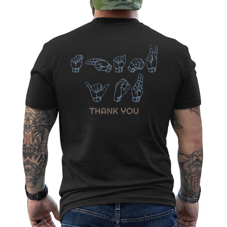 Asl American Sign Language Thank You Men's T-shirt Back Print