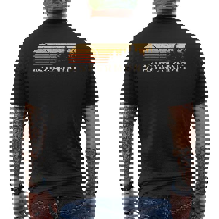 Aspermont Tx Vintage Evergreen Sunset Eighties Retro Men's T-shirt Back Print