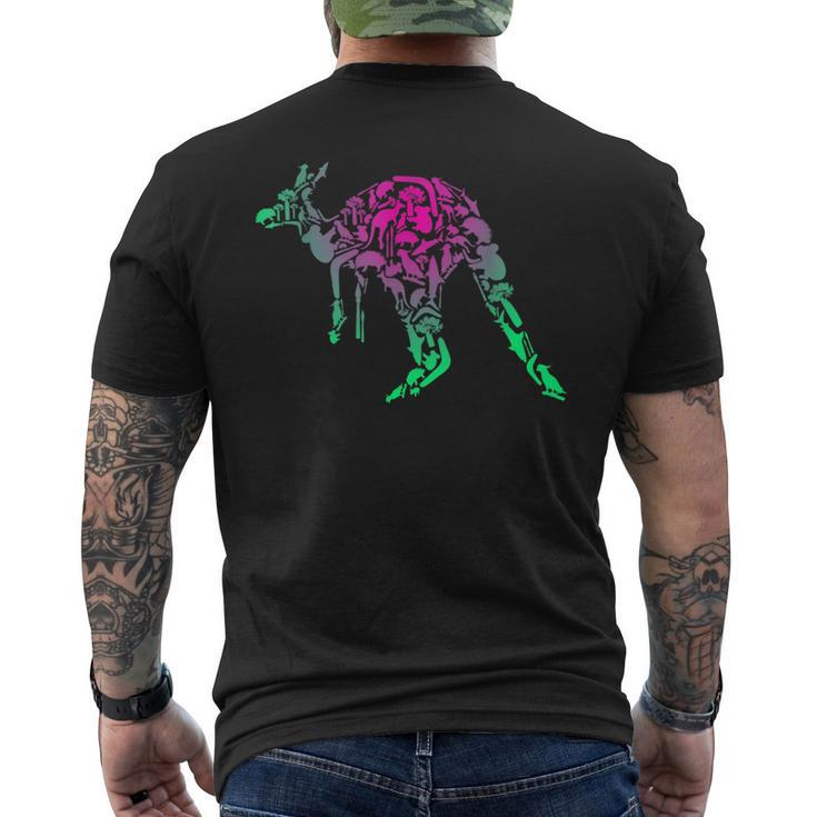 Australia Animal Lover Colorful Painting Kangaroo  Mens Back Print T-shirt