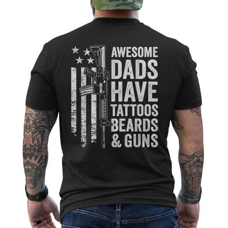 Awesome Dads Have Tattoos Beards & Guns Fathers Day Gun Men's Back Print T-shirt