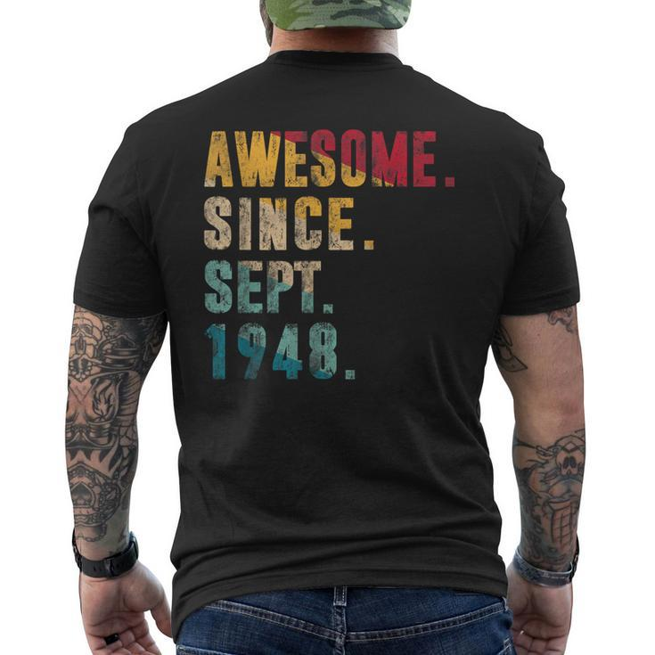 Awesome Since September 1948 75 Years Old 75Th Birthday Men's T-shirt Back Print