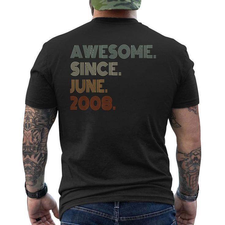 Awesome Since June 2008 Gifts 15Th Birthday 15 Years Old Boy  Mens Back Print T-shirt