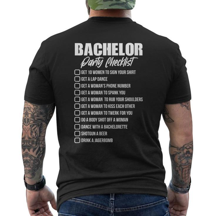 Bachelor Party Checklist Groom Groomsmen Stag Party Men's T-shirt Back Print