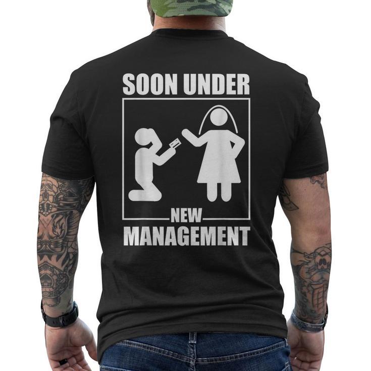 Bachelor Party Under New Management Wedding Groom Mens Back Print T-shirt