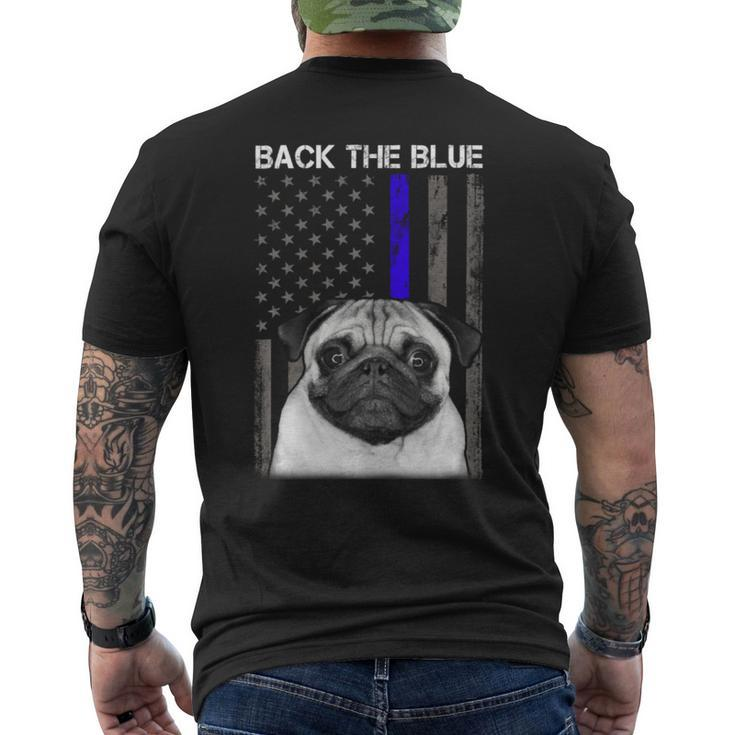 Back The Blue Thin Blue Line Us Flag Pug Do Mens Back Print T-shirt
