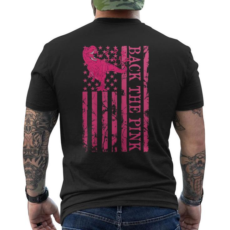 Back The Pink Warrior Flag American Breast Cancer Awareness Breast Cancer Awareness Funny Gifts Mens Back Print T-shirt