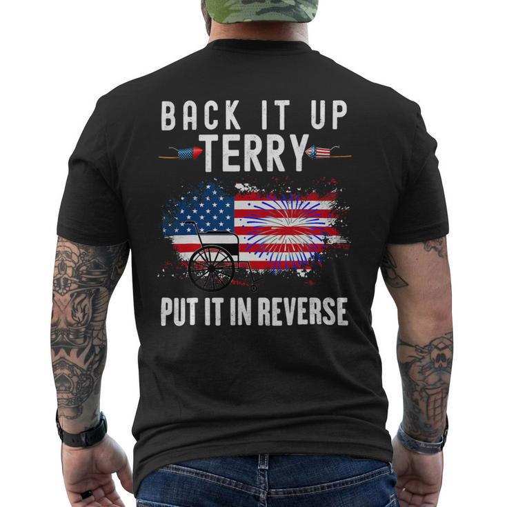 Back Up Terry Put It In Reverse Firework 4Th Of July Vintage Mens Back Print T-shirt