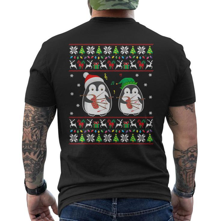 Bagpipes Ugly Christmas Sweater Elf Santa Penguin Matching Men's T-shirt Back Print