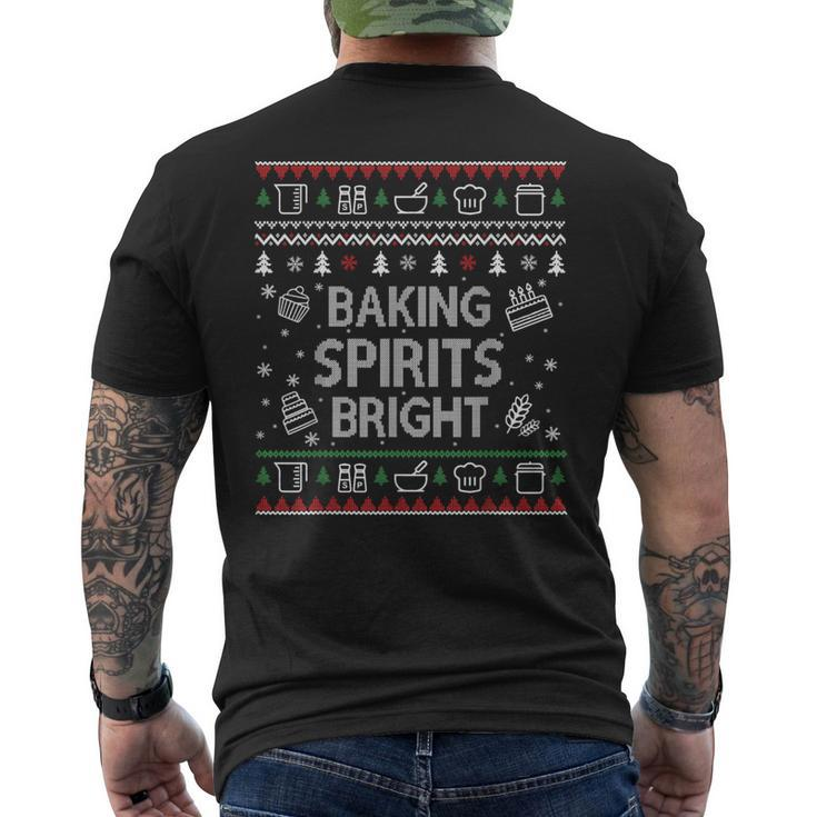 Baking Spirits Bright Ugly Christmas Sweater Holiday Bakers Men's T-shirt Back Print