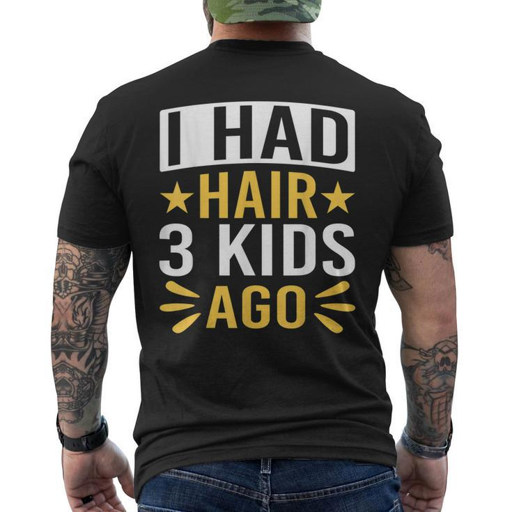Bald Dad Father Of Three Triplets Husband Fathers Day For Women Men's Back Print T-shirt
