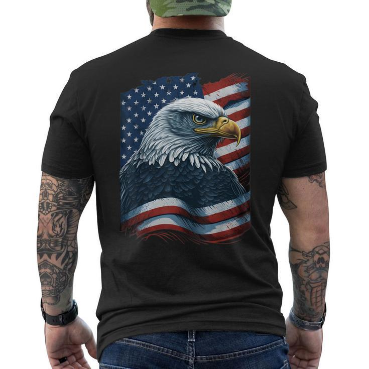 Bald Eagle Proud Patriotic American Us Flag 4Th Of July Men's Back Print T-shirt