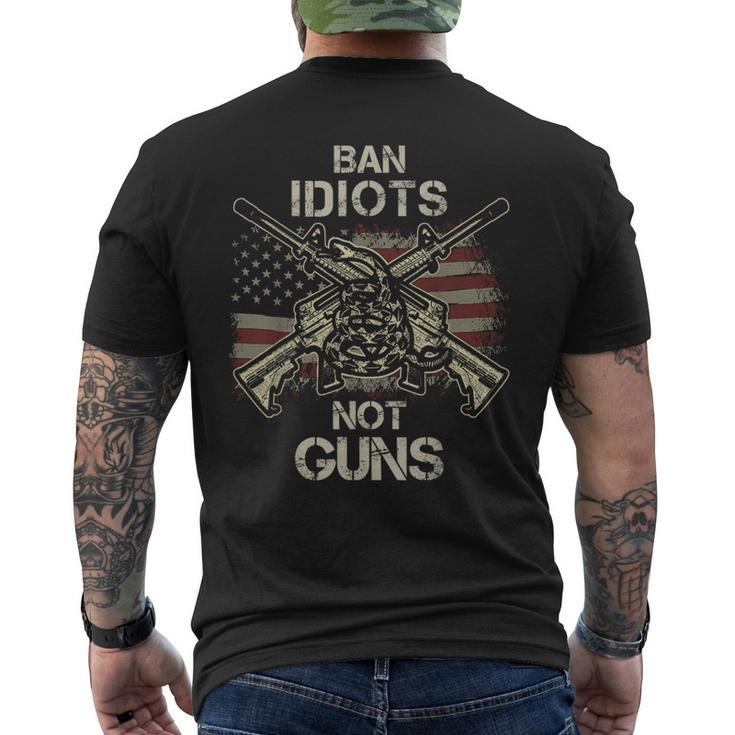 Ban Idiots Not Guns American Flag Gun Quote Idea Men's T-shirt Back Print
