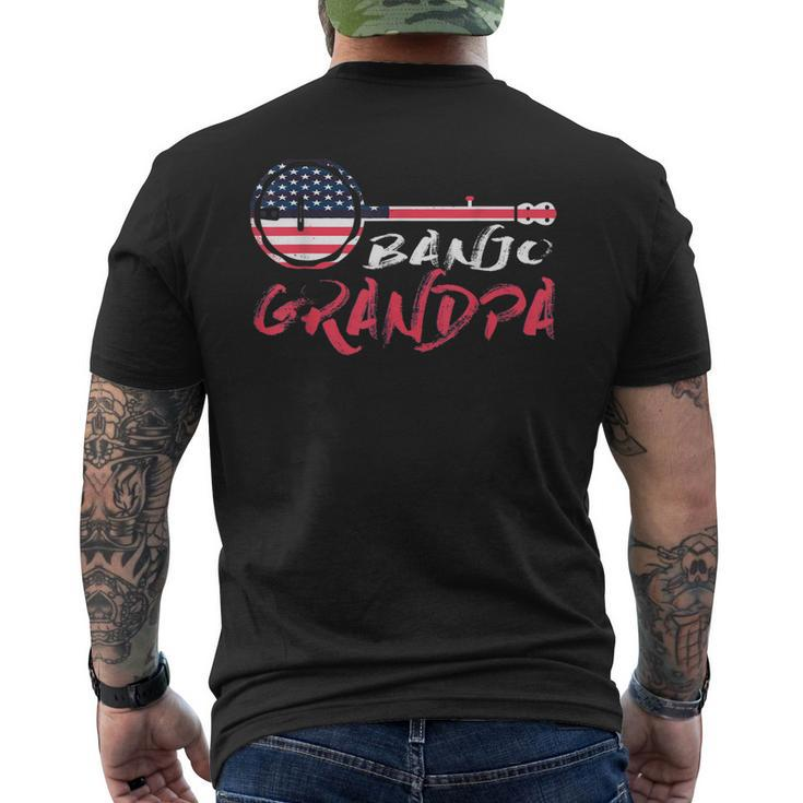 Banjo Grandpa 4Th Of July American Flag Usa  Mens Back Print T-shirt