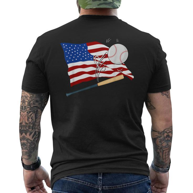 Baseball American Flag Baseball Usa  Mens Back Print T-shirt