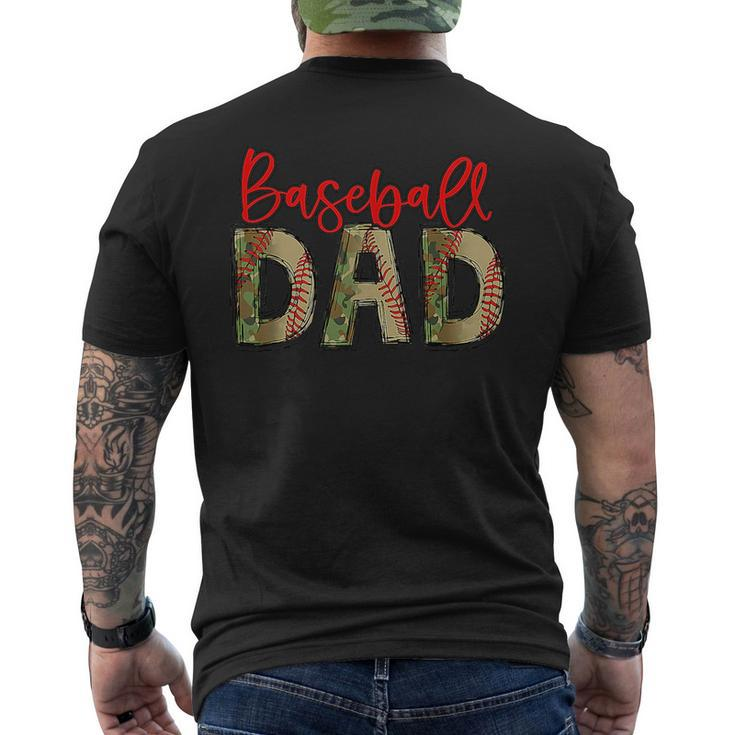 Baseball Dad Camouflage Funny Fathers Day Baseball Lover Funny Gifts For Dad Mens Back Print T-shirt