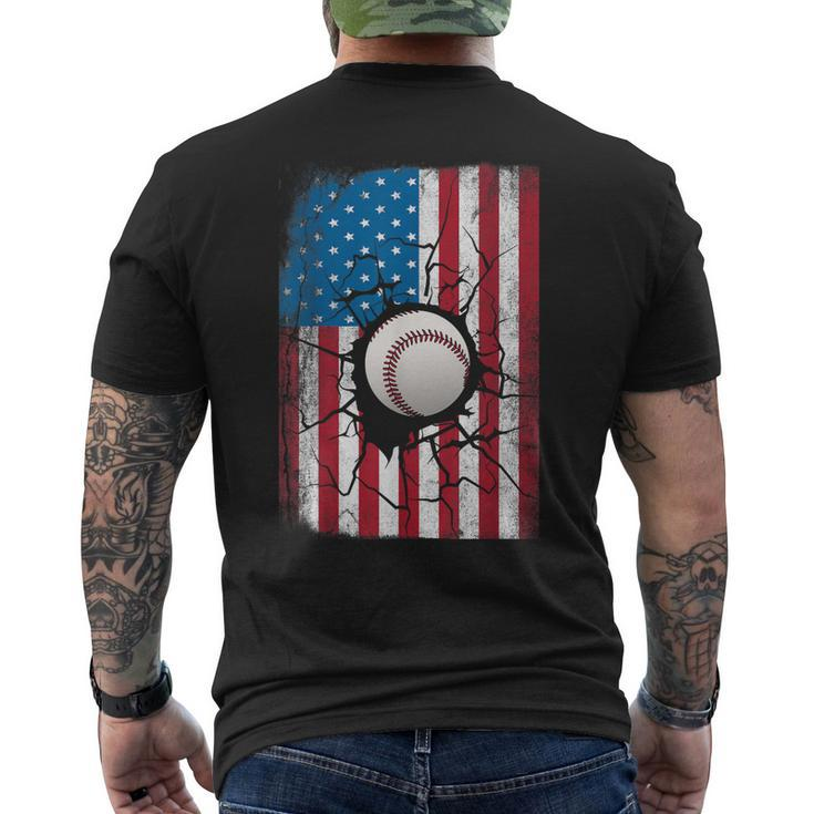 Baseball July 4Th For Men Boys Patriotic American Flag Usa Mens Back Print T-shirt