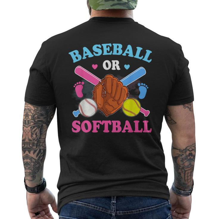 Baseball Or Softball Gender Reveal Baby Party Boy Girl  Mens Back Print T-shirt