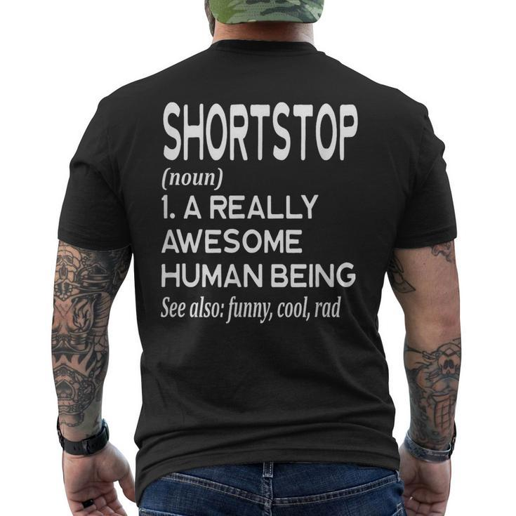 Baseball Player Definition Funny Shortstop Short Stop Mens Back Print T-shirt