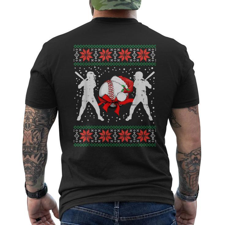 Baseball Ugly Christmas Sweater Softball Batter Hitter Men's T-shirt Back Print