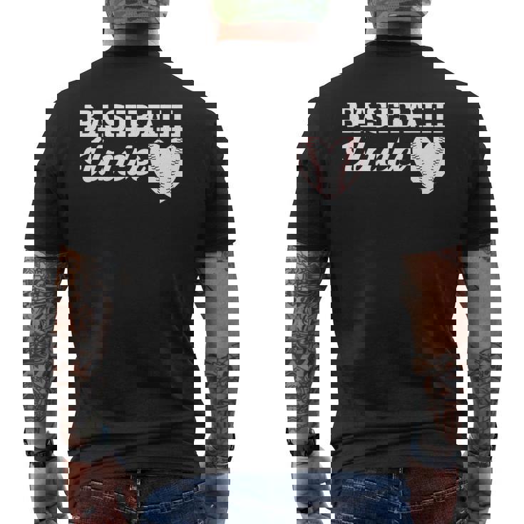 Baseball Uncle Love Heart Baseball Sports Mens Back Print T-shirt