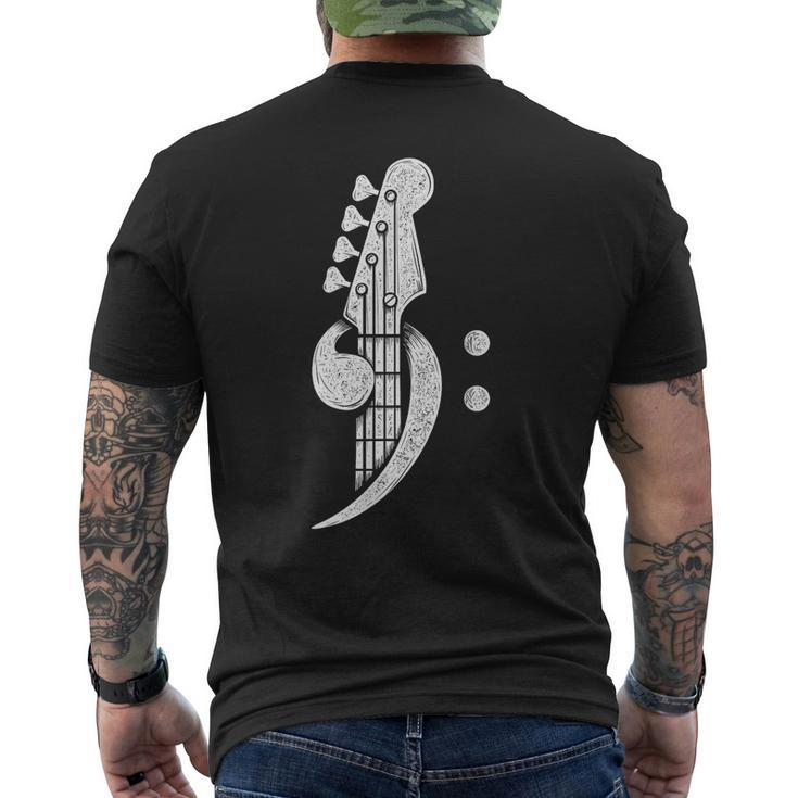 Bass Cleff - Headstock Bassist Bass Guitar Musician Music  Mens Back Print T-shirt