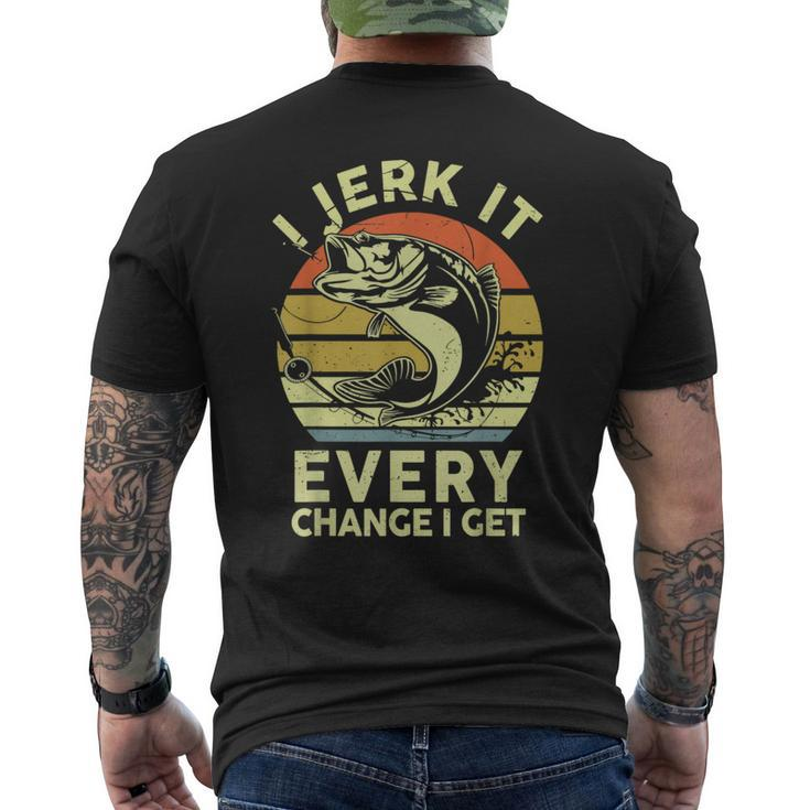 Fishing Makes Me Happy Retro Men's T-shirt Back Print