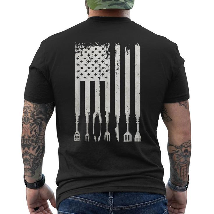 Bbq American Flag Smoker Grilling Barbecue Master Men's Back Print T-shirt