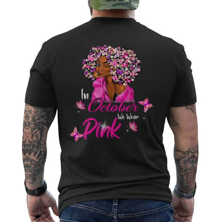 Bc Breast Cancer Awareness In October We Wear Pink Black Women Cancer Mens Back Print T-shirt