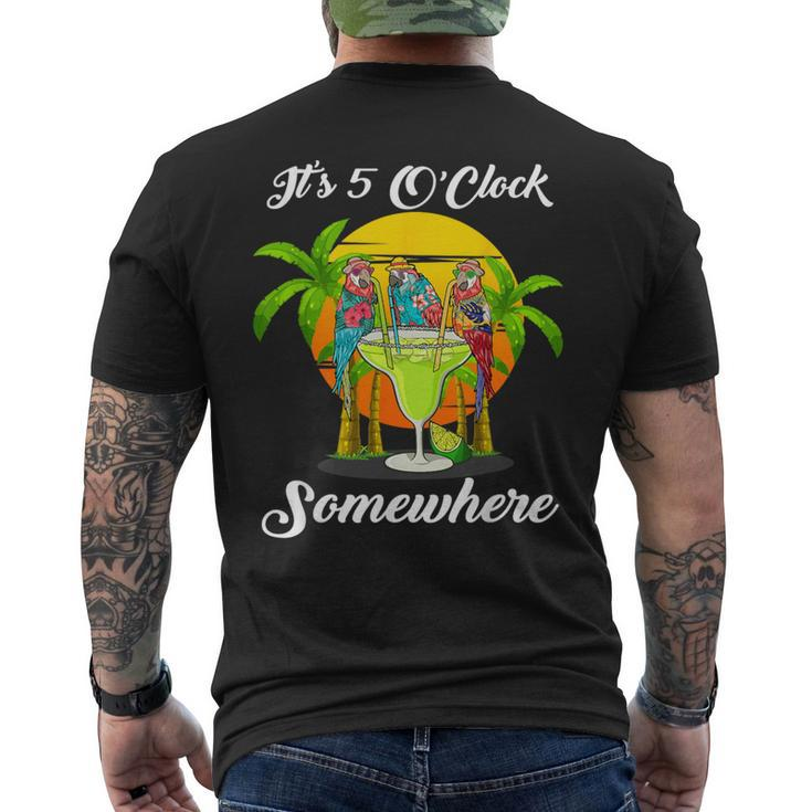 Beach Vacation Drinking It's 5 O'clock Somewhere Parrots Men's T-shirt Back Print