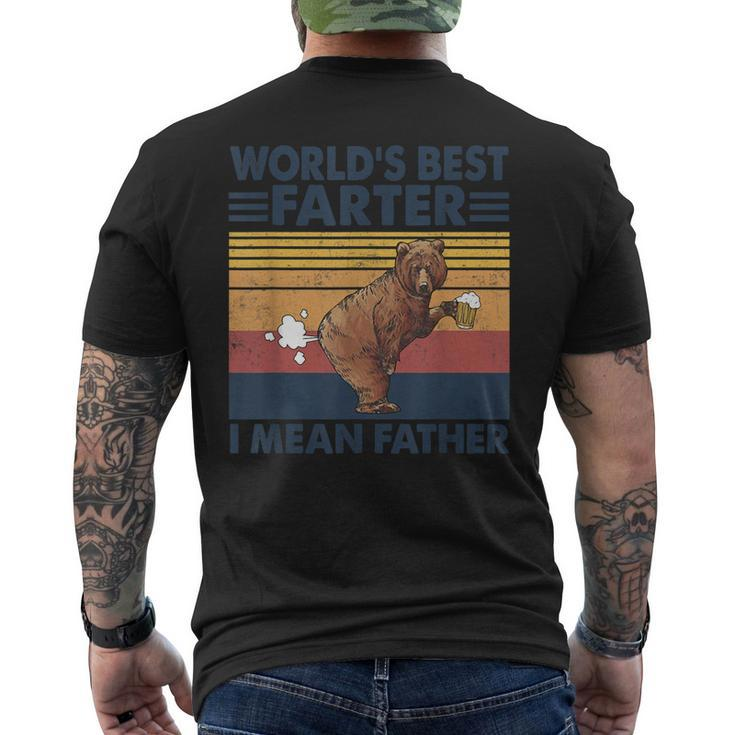Bear Worlds Best Farter I Mean Father Vintage Retro Men's Back Print T-shirt
