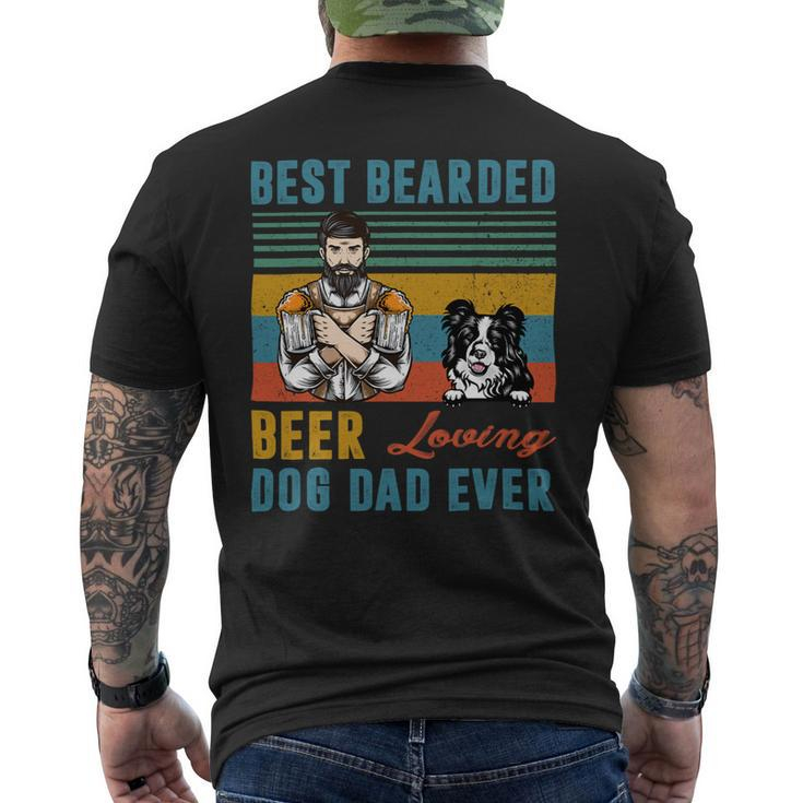 Beer Best Bearded Beer Loving Dog Dad Ever Border Collie Dog Love Mens Back Print T-shirt