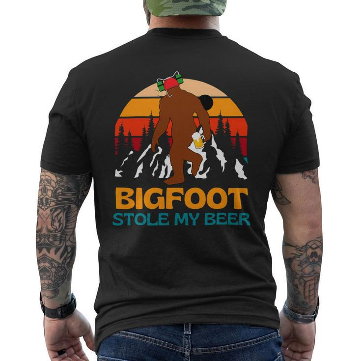 Beer Bigfoot Stole My Beer Funny Yeti Sasquatch Drinking Retro Mens Back Print T-shirt
