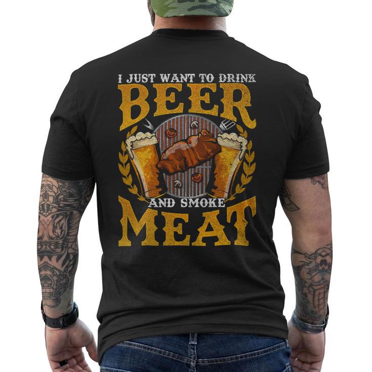 Beer Funny Bbq I Just Want To Drink Beer And Smoke Meat Barbecue70 Mens Back Print T-shirt