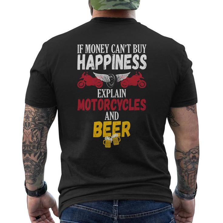 Beer Funny Beer Drinker Motorcycle Biker Mens Back Print T-shirt