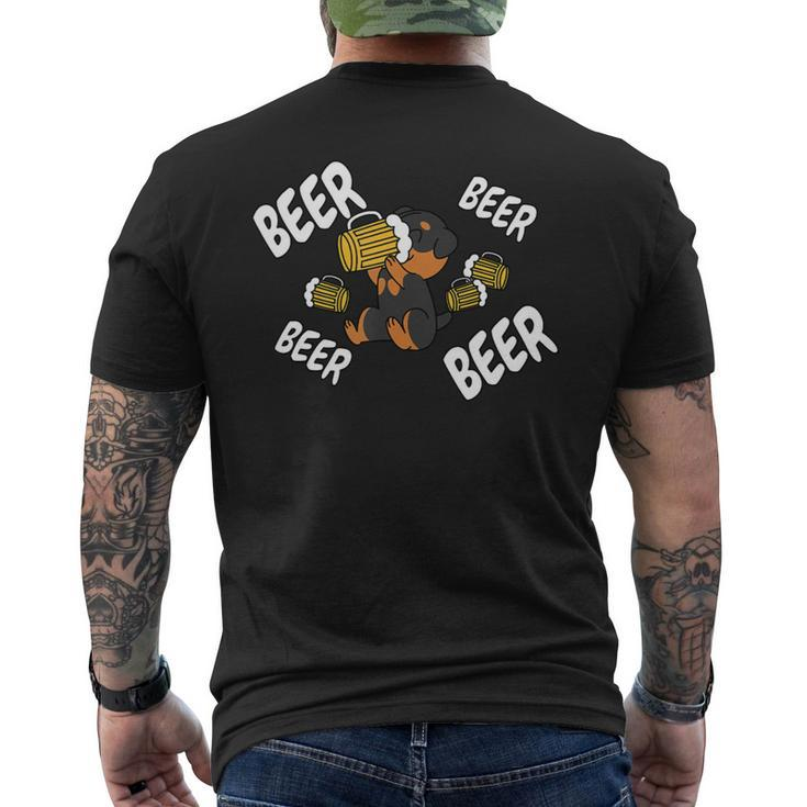 Beer Rottweiler Dog  Mens Back Print T-shirt