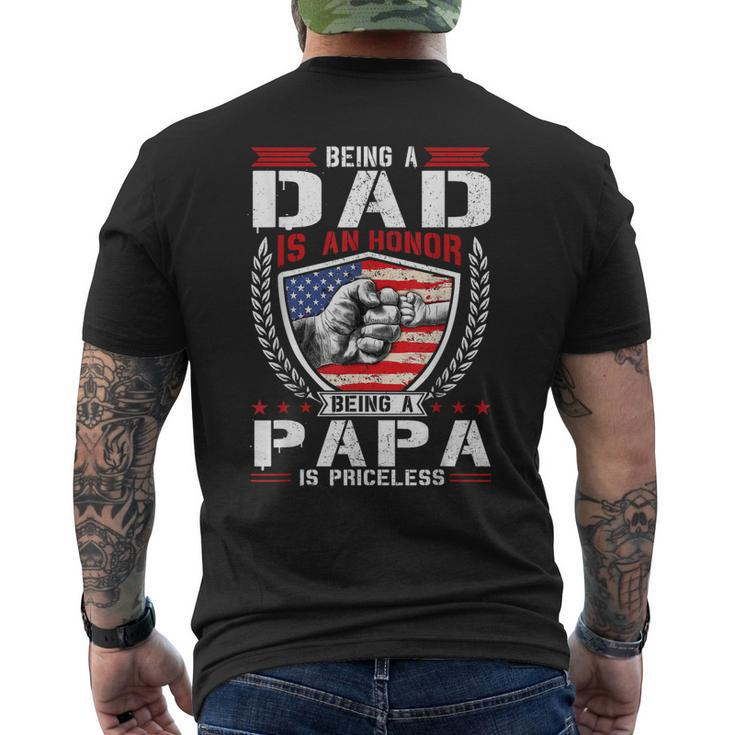 Being Dad Is An Honor Being Papa Is Priceless Usa Flag Daddy  Mens Back Print T-shirt