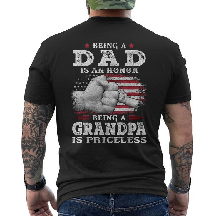 Being Dad Is An Honor Grandpa Is Priceless Flag First Pump Gift For Mens Mens Back Print T-shirt