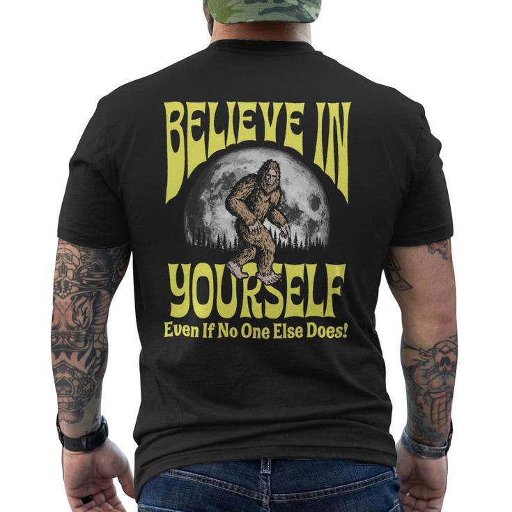 Believe In Yourself Even If No One Else Does Bigfoot Moon Mens Back Print T-shirt