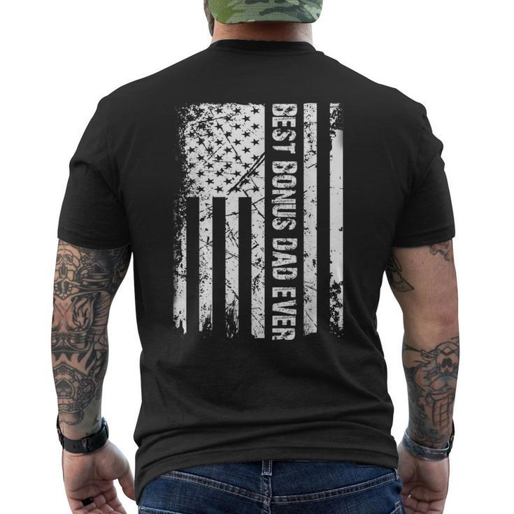 Best Bonus Dad Ever American Flag Father Day Men's Back Print T-shirt