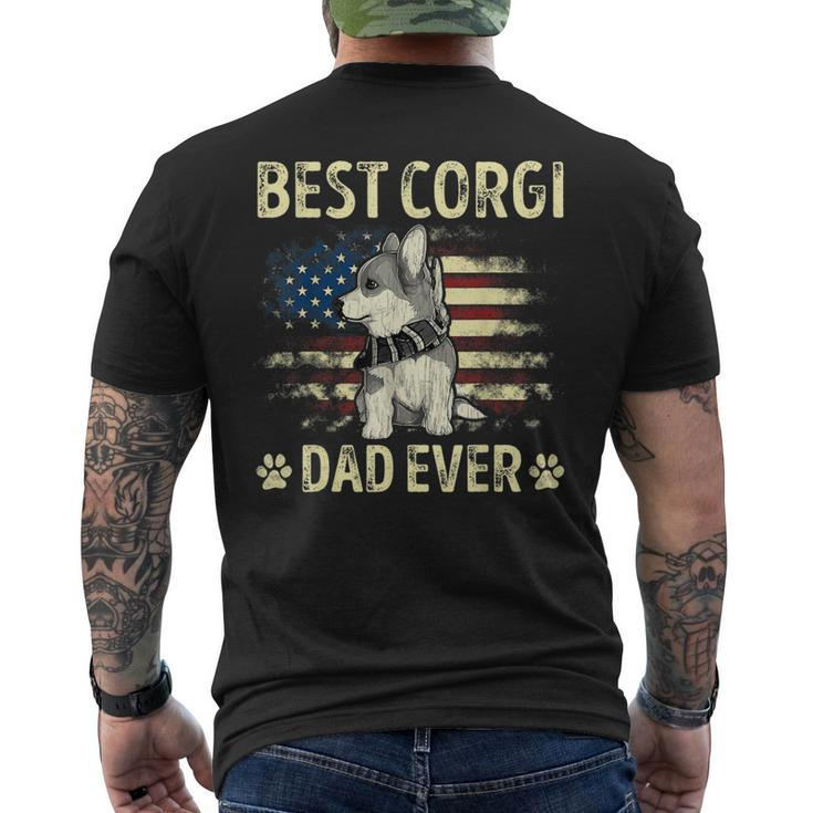 Best Corgi Dad Ever Ameican Flag Daddy Dog Lover Owner  Mens Back Print T-shirt