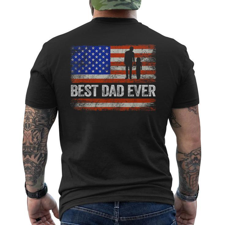 Best Dad Ever Us American Flag Gifts Fathers Day Papa  Mens Back Print T-shirt