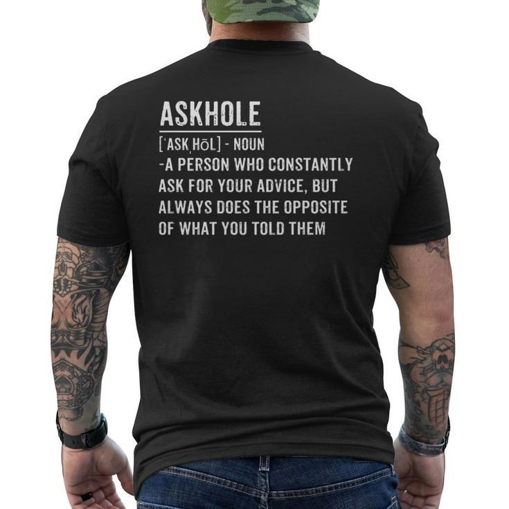 Best Friend Day Definition Askhole Meme Men's T-shirt Back Print