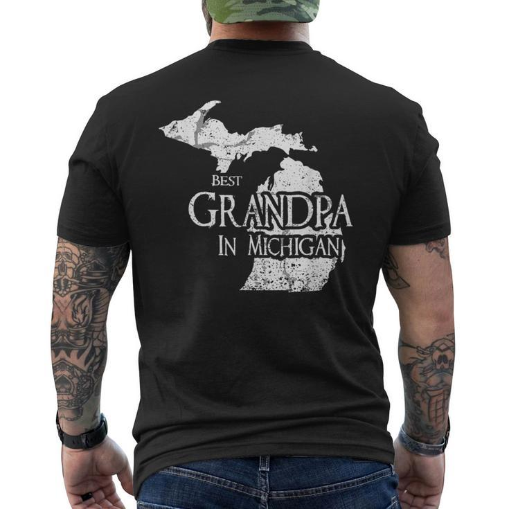 Best Grandpa In Michigan Funny Grandpa  Mens Back Print T-shirt