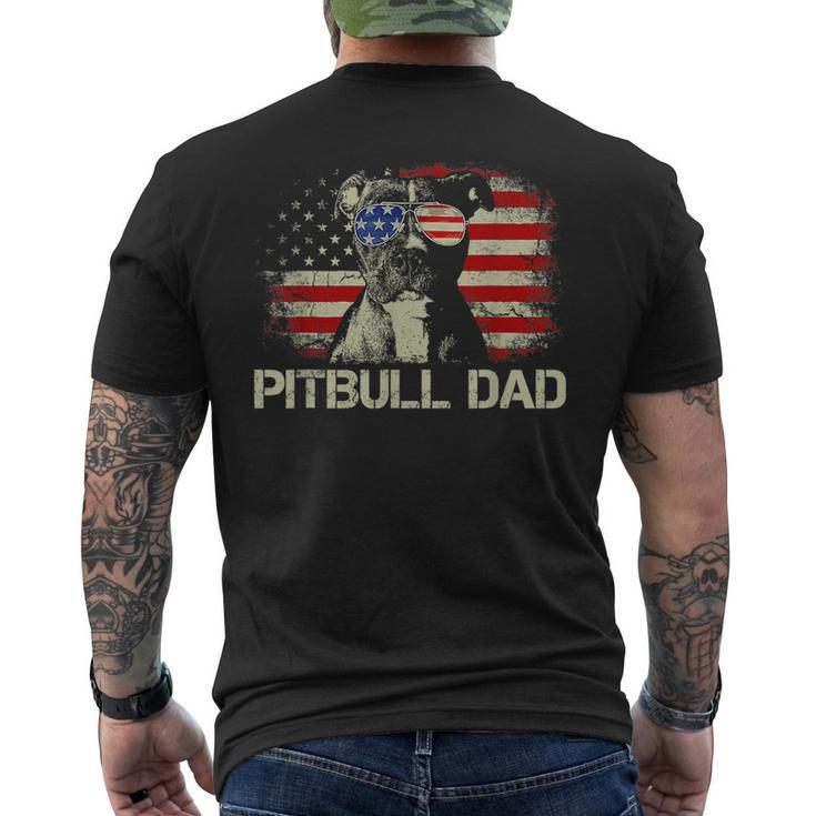 Best Pitbull Dad Ever  American Flag 4Th Of July Gift Funny Gifts For Dad Mens Back Print T-shirt