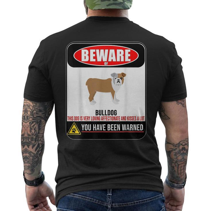 Beware Of Bulldog T  Funny Warning Sign Mens Back Print T-shirt