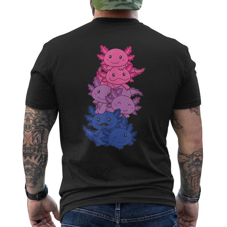 Bi Flag Gay Pride Lgbtq Axolotl  Mens Back Print T-shirt