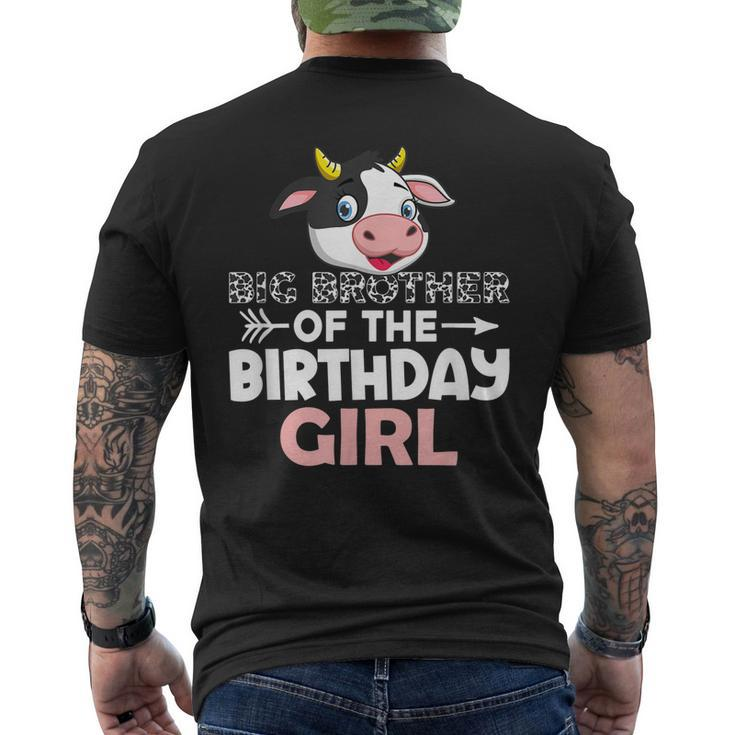Big Brother Of The Birthday Girl Cows Farm Cow Brother Men's Back Print T-shirt