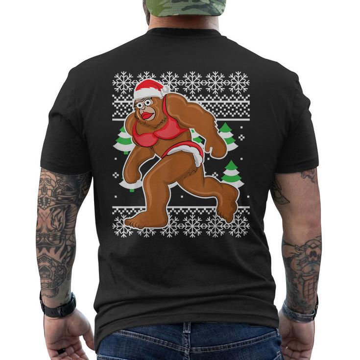 Bigfoot Bikini Ugly Christmas Sweater Men's T-shirt Back Print